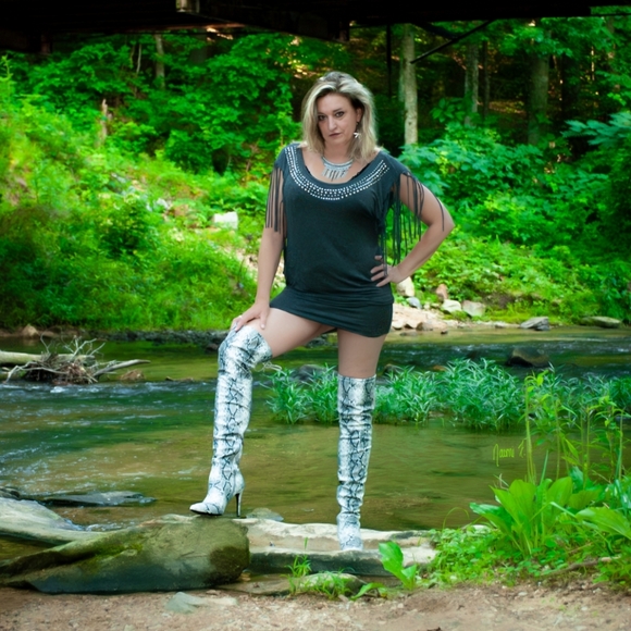Shoes - Snake Skin Over the Knee Leather Stiletto Boots